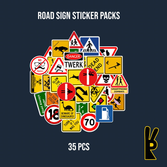 Road Sign Sticker Packs 35 Pcs