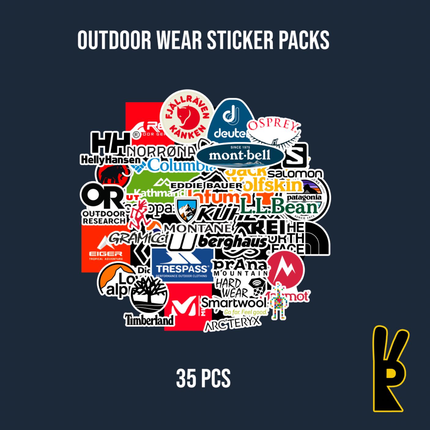 Outdoor Wear Brands Sticker Packs 35 Pcs