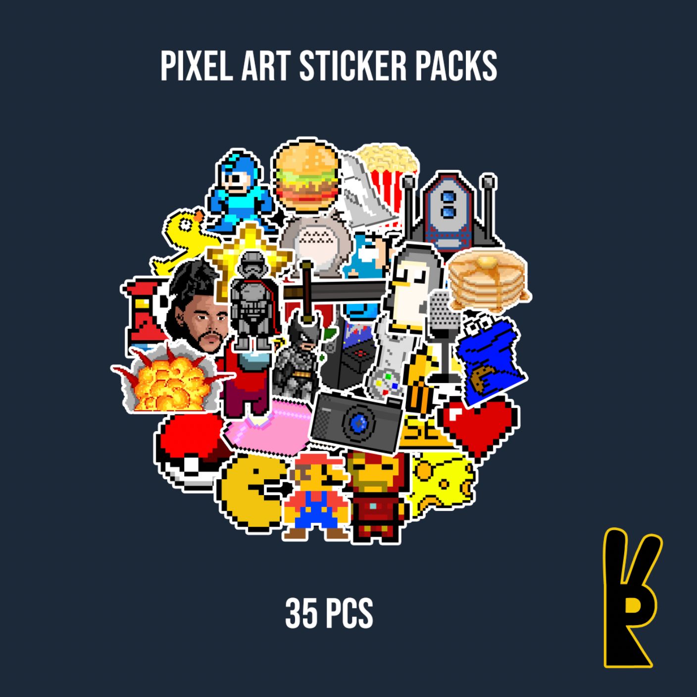 Pixel Art Sticker Packs 35 Pcs