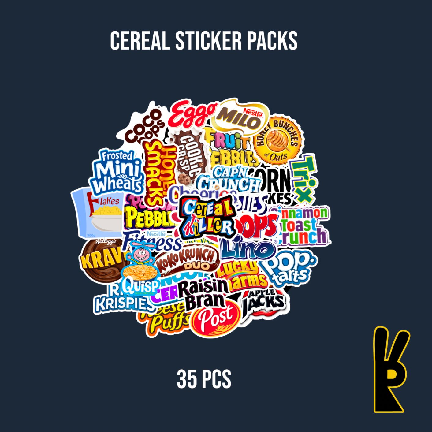 Cereal Sticker Packs 35 Pcs