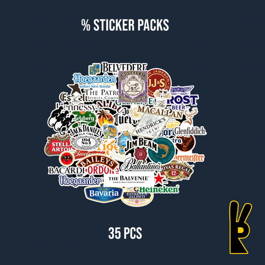 Alcohol Brands Sticker Packs 35 Pcs